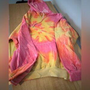 Urban outfitters pink orange and yellow tie dye hoodie oversized